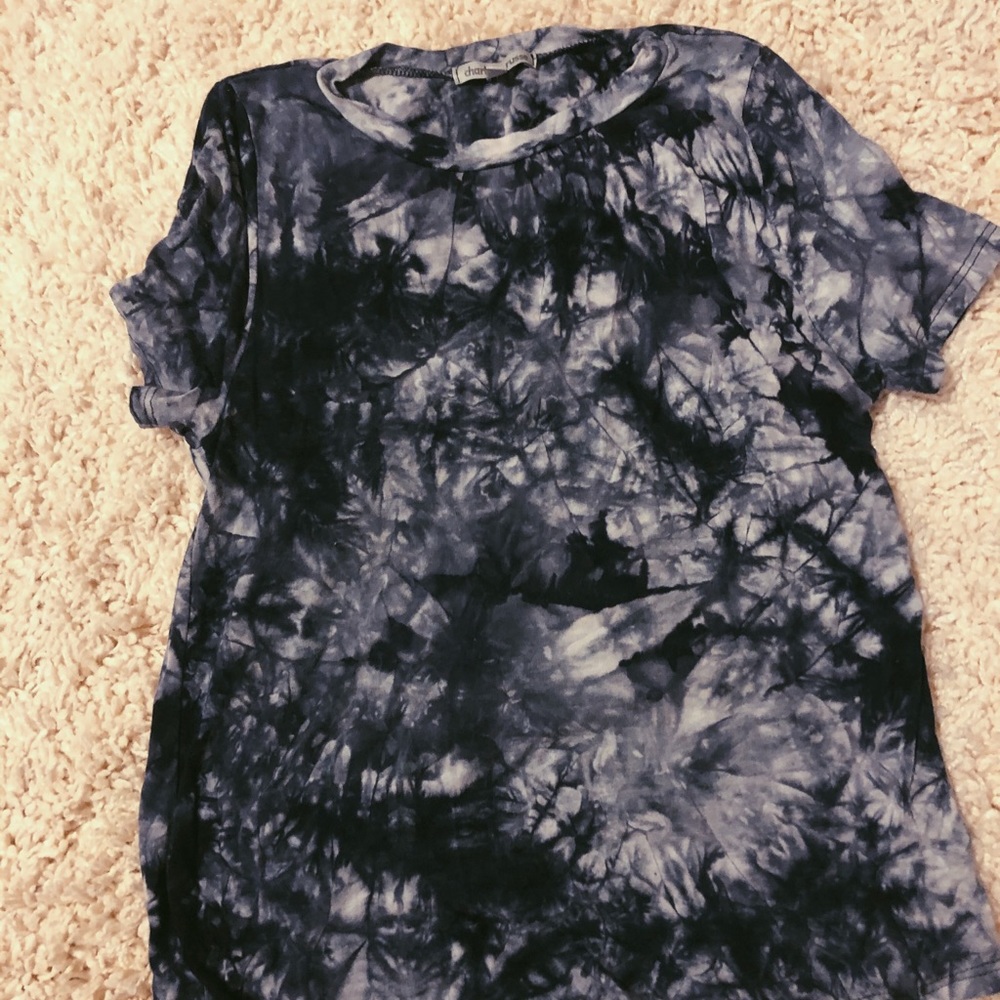 dark blue and light blue tie dye tee